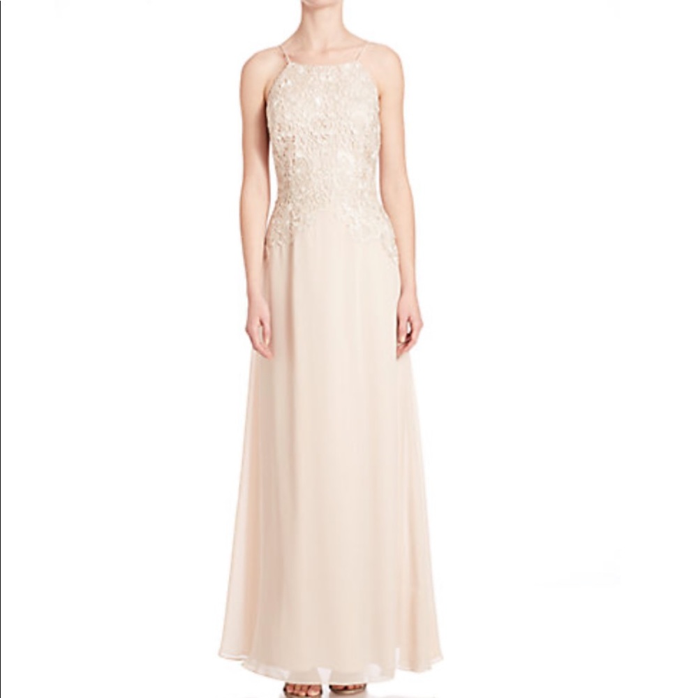Aidan Mattox Champagne Long Dress NWT